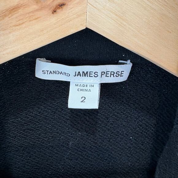 JAMES PERSE 2 MS tandard Double Breasted Knit Peacoat Jacket Ribbed Sleeve Black - Picture 3 of 8